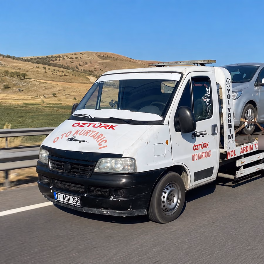 Öztürk Oto Kurtarıcı çekicisi otoyolda araç taşırken